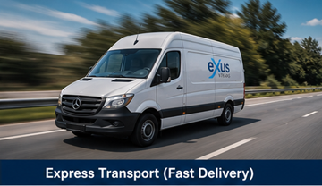 Fast express delivery van driving on European highway representing urgent transport service